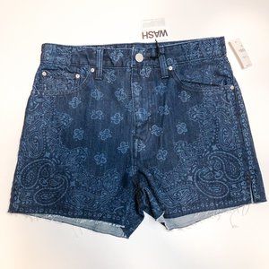 NWT GAP 1969 Bandana Print High Rise Dark Wash Shorts 26 Y2K Retro Vintage